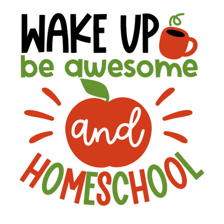 Homeschool svg bundle lettering. illustration vector poster, background, postcard, banner, window. Vector illustrationのイラスト素材