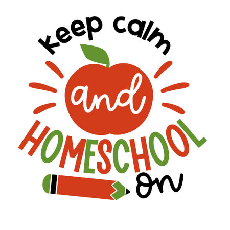 Homeschool svg bundle lettering. illustration vector poster, background, postcard, banner, window. Vector illustrationのイラスト素材