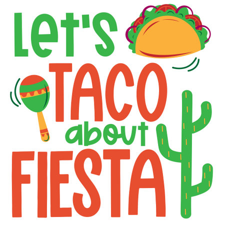 Fiesta lettering Vector illustration. Template for Greeting, Scrapbooking, Congratulations, Invitations, Planner, Diary, Notes. Vector illustrationのイラスト素材