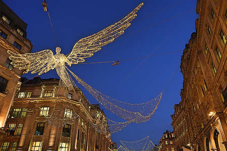 London Oxford street Christmas lightsの写真素材
