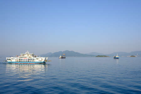 Boats on the inland sea near Hiroshimaのeditorial素材