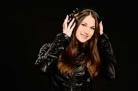 Young woman enjoying good musicの写真素材