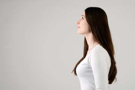 Girl looking upの写真素材
