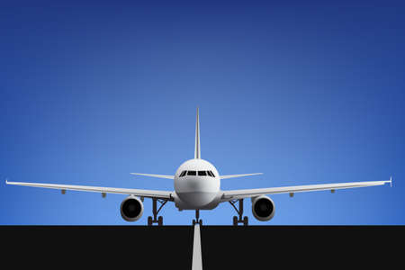 Realistic medium size passenger plane on the airport waiting for take-offのイラスト素材