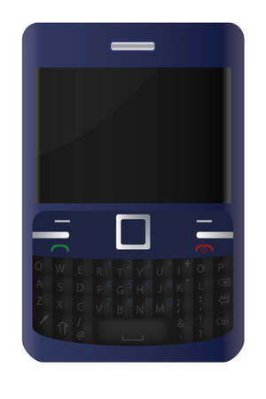 Blue cell phone with a PC keyboard - detailed vectorのイラスト素材