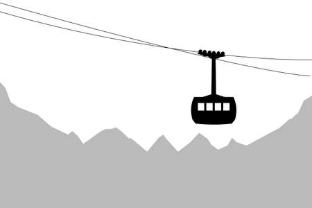 Vector illustration of cableway silhouette with the Alps のイラスト素材