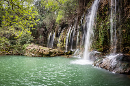 Beautiful KurÅunlu Waterfall close to the famous tourist city of Antalya in Turkeyの写真素材