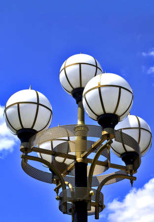 white round lanterns of street illumination.の写真素材