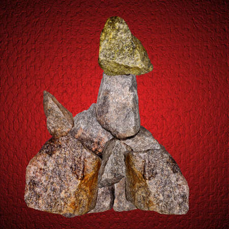 stylisation a stone dragon on a red background.の写真素材