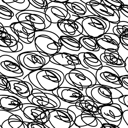 Curly squiggles, curls, swirls hand drawn seamless pattern. Abstract background. Wrapping paper,...