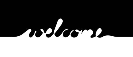 Continuous black and white drawing word Welcome. Minimalist welcome concept.のイラスト素材