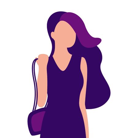 Beautiful young girl with shopping bag. Buyer, shopper.のイラスト素材