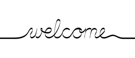 Word Welcome, continuous black line drawing. Minimalist welcome concept.のイラスト素材