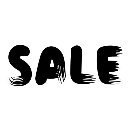 Black drawn word Sale, wide flat brush effect. Discounts on things, profitable purchases in stores, sale. Vector illustrationのイラスト素材