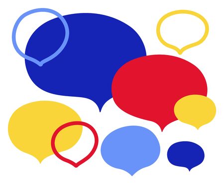 Set of various bubbles. Concept of communication, conversation, dialogue, chat. Social communication by sharing information through Internet application. Vector illustration.のイラスト素材