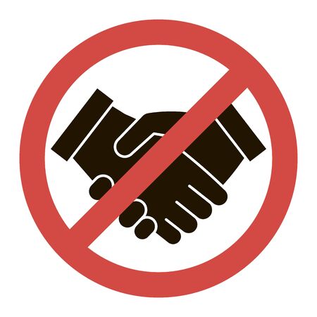 Business handshake ban icon, contractual agreement, line art. Cancel sign an agreement, partnership, peace. Vectorのイラスト素材