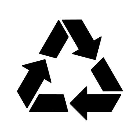Recycling reuse black icon. Reduce consumption, circular arrows. Processing eco sign. Vector graphicのイラスト素材