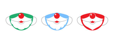 Protection individual masks mouth, moustage and beard of santa claus. Face masks for Christmas, New Year. Vector illustrationのイラスト素材