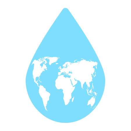 World water day. Blue drop and world map. Save water concept. Protection planet earth. Save planet environmental disaster. Vector illustrationのイラスト素材