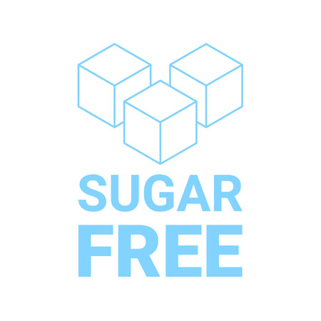 Sugar free icon. Sugar cube refined sign. No sugar added product package design. Blue outline sugar free food symbol. Vectorのイラスト素材