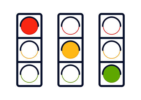 Signal traffic light on road, signal stoplight coloring outline. Direction, control, regulation transport and pedestrian. Vectorのイラスト素材