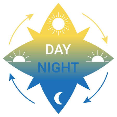 Change day and night cycle, movement path sun and moon icon. 24 clock with time of day. Circle with arrow sun and moon. Vectorのイラスト素材