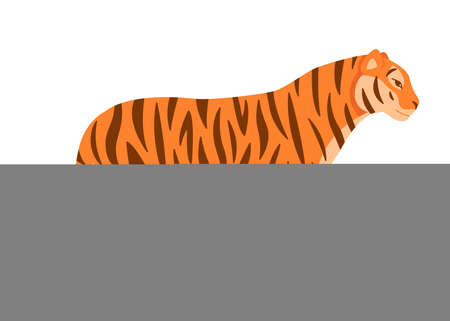 Adult big Asian tiger wildlife, profile view. Cartoon Chinese animal tiger, symbol new year 2022. Vector illustrationのイラスト素材