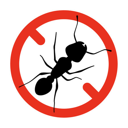 Control ant, fight with pest, insect icon. Stop symbol. Exterminator of insects. vectorのイラスト素材