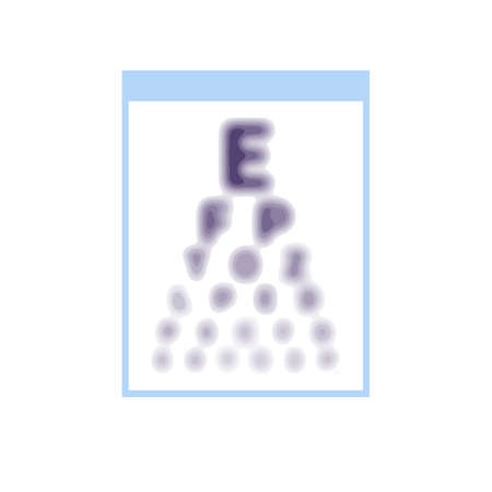 Test table with blurred poor vision eye, chart check eyevision. Visual impairment, myopia correction. Vector illustrationのイラスト素材