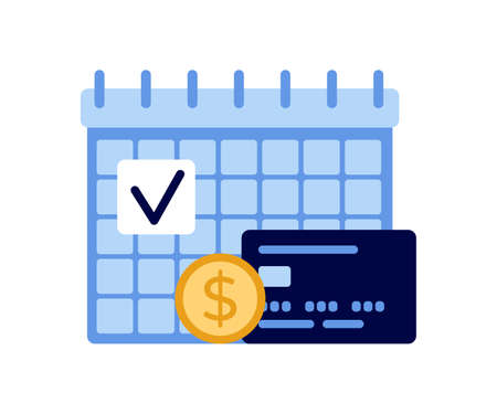 Payroll, calendar with date salary payment, pay money. Work accountant, check calculating payment, expenses. Bookkeeping Vectorのイラスト素材