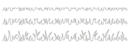 Grass on lawn set, whole and cut, one art continuous line drawing. Single hand drawn line. Grassy meadow. Vectorのイラスト素材