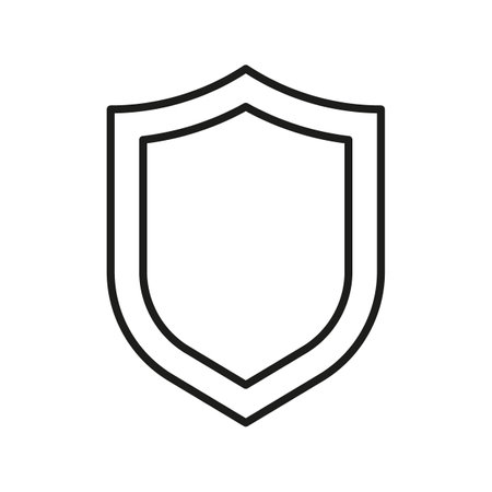 Shield of secure, protect line icon. Shield guarantee, privacy, medical safety. Armor in fight. Vector outline illustrationのイラスト素材
