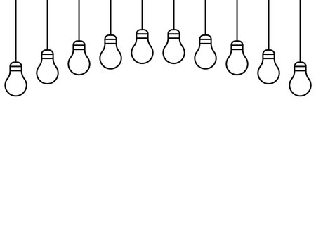 Bulb light hanging, decorative lamp, line icon. Lightbulb symbol as idea concept sign. Lamp simple outline. Vector illustrationのイラスト素材