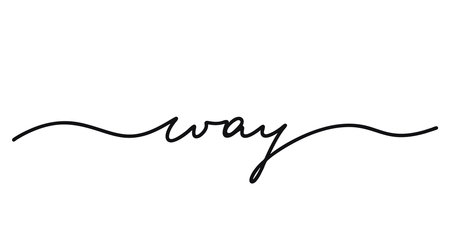 Way, black hand drawn one continuous line word. Single outline. Vectorのイラスト素材