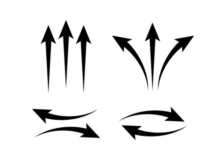 Black arrows set icon, circulation and direction wind air flow. Growth and motion. Graphic signs. Vector illustrationのイラスト素材
