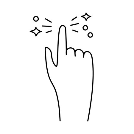 Hand pointer line icon with finger gesture activating, interactive click. Digital user interface element for web design. Vectorのイラスト素材