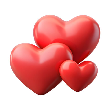 Red hearts isolated on white background. 3d rendering. Eps 10の素材