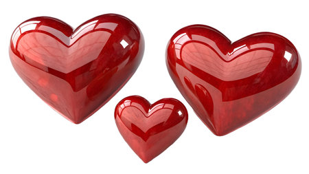Red hearts isolated on a white background. 3d render image.の素材