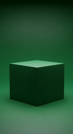 3d render of a green cube on a green background, abstract backgroundの素材