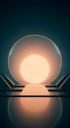 Abstract futuristic background. 3D Rendering. Futuristic interior.の素材