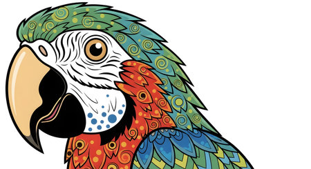 Parrot with colorful pattern. Vector illustration ready for vinyl cutting.の素材