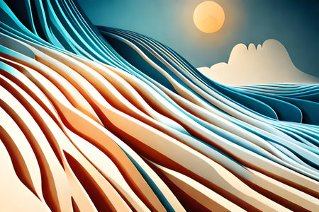 abstract waves background. ai generated artの素材