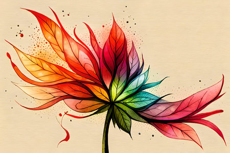 Colorful whimsical watercolor flower art. vibrant and artistic artwork. ai generatedの素材