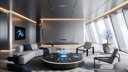 3d rendering of modern bright interiors Living room mockup computer digitally generated image