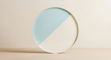 round display stand with blue and beige halvesの素材