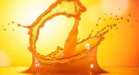 orange juice splash isolated on orange background. 3d rendering - illustrationの素材