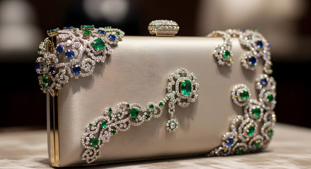 jewelry box with jewels on the table in a luxury storeの素材