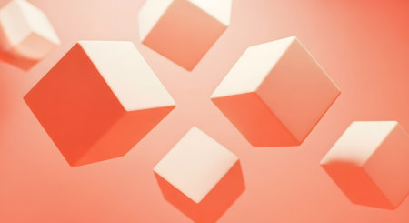 Abstract 3d rendering of geometric shapes. Flying cubes. Futuristic background.の素材