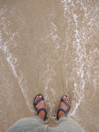 feet on the beachの写真素材