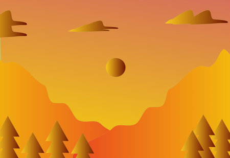 sunset view design with two people greeting